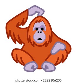 Orangutan emoji animal isolated on white background. Orangutan character vector illustration