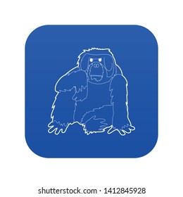 Orangutan icon blue vector isolated on white background