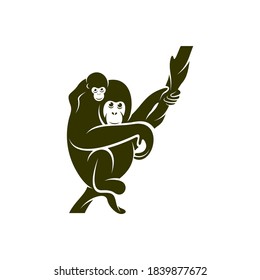 Orangutan logo design vector template, Illustration design Orangutan Monkey, Symbol Icon