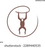Orangutan logo. Monkey. Isolated orangutan on white background