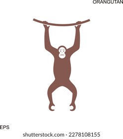 Orangutan logo. Monkey. Isolated orangutan on white background