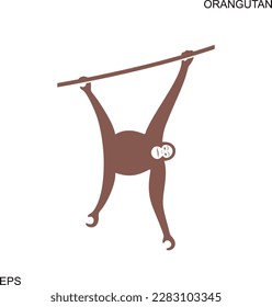 Orangutan logo. Monkey. Isolated orangutan on white background