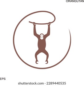 Orangutan logo. Monkey. Isolated orangutan on white background