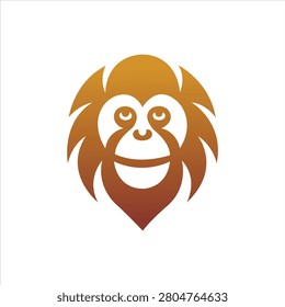 Orangutan or monkey face logo vector design isolated on white background