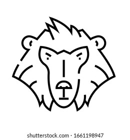 Orangutan monkey line icon, concept sign, outline vector illustration, linear symbol.