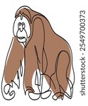 orangutan one line drawing, minimalist