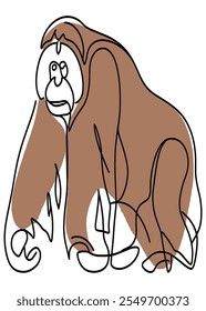 orangutan one line drawing, minimalist