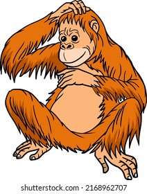 orangutan orange vector illustration isolated on white background