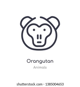 orangutan outline icon. isolated line vector illustration from animals collection. editable thin stroke orangutan icon on white background