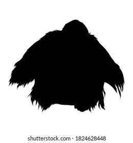 Orangutan (Pongo pygmaeus) Sitting On a Front View Silhouette Found In Map Of Asia. Good To Use For Element Print Book, Animal Book and Animal Content