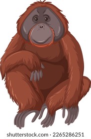 Orangutan sitting cartoon character illustration