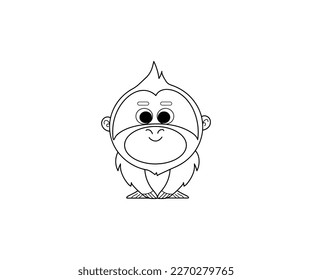 Icono de contorno aislado del vector de orangután. Icono de vector animal de orangután. Icono de Orangutan 