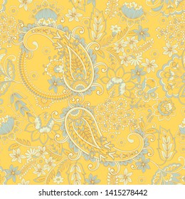 Orante damask background. Paisley seamless pattern