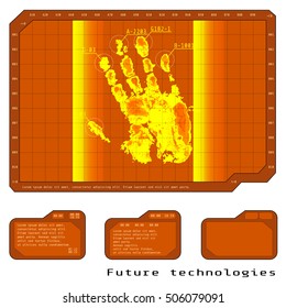 Orantsevy fingerprint, hand, high-tech future technologies, thermal scanner. vector illustration
