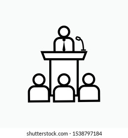 Oration, Orator Icon. Teacher or Politician Symbol  for Design, Presentation, Website or Apps Element. - Vector