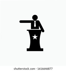 Orator Icon. Presentation Vector Sign , Spokesman Activity Illustration,  A Simple & Trendy Symbol for Design and Websites or Mobile Application.