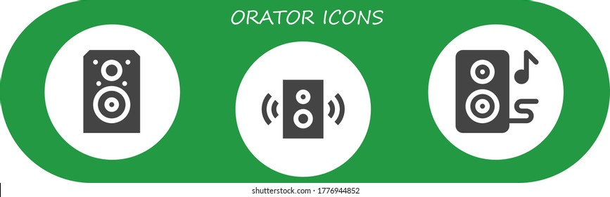 orator icon set. 3 filled orator icons. Included Speaker, Speakers icons