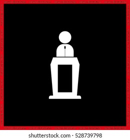 Orator icon vector illustration eps10. Isolated badge for website or app - stock infographics.