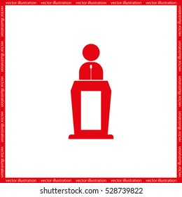 Orator icon vector illustration eps10. Isolated badge for website or app - stock infographics.
