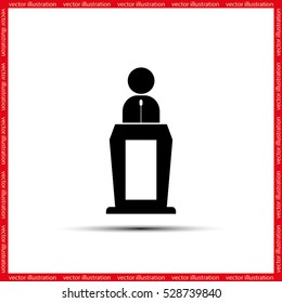 Orator icon vector illustration eps10. Isolated badge for website or app - stock infographics.