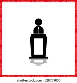 Orator icon vector illustration eps10. Isolated badge for website or app - stock infographics.