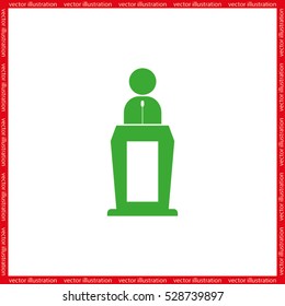 Orator icon vector illustration eps10. Isolated badge for website or app - stock infographics.