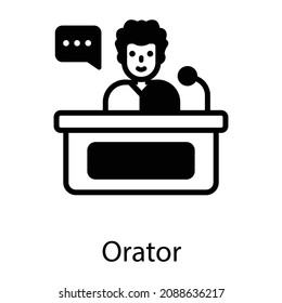 Orator in slid design icon, editable vector 