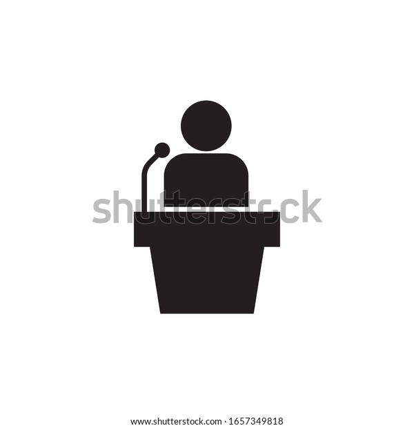 Orator speaking from tribune icon design.\
vector illustration