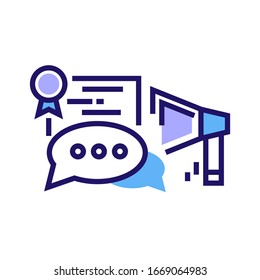 Oratory courses color line icon. Education public speaking. Pictogram for web page, mobile app. UI UX GUI design element. Editable stroke.