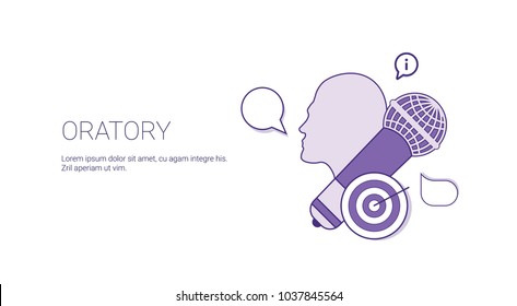 Oratory Speaking Public Concept Template Web Banner With Copy Space Vector Illustration