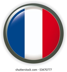 Orb France Flag vector button illustration 3D