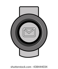 orbed watch with mail icon on the screen over isolated background, vector illustration 