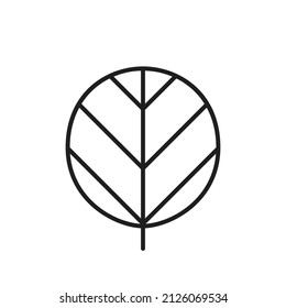 orbicular leaf line icon. botanical and nature symbol. isolated vector image in simple style