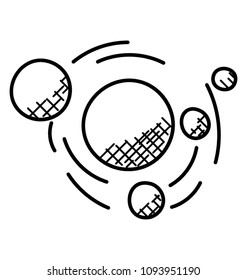 
Orbit doodle, solar system with sun and planets 
