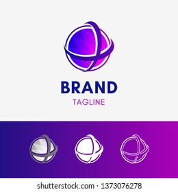 Orbit Ellipse Cross Logo template icon symbol in modern violet color