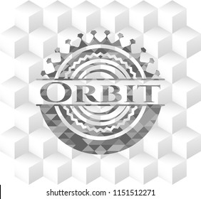 Orbit grey emblem with geometric cube white background