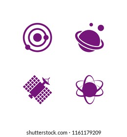 orbit icon. 4 orbit set with atom, space and satellite vector icons for web and mobile app