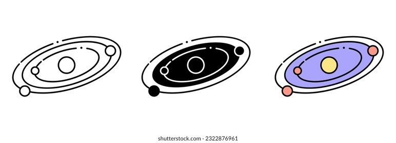 Orbit Icon, an elegant icon representing the concept of orbit, symbolizing the path of celestial objects around a central body.