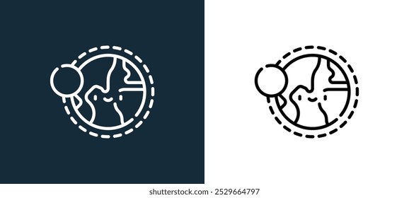 orbit icon isolated on white and black colors. orbit outline linear vector icon from astronomy collection for mobile apps, web and ui.