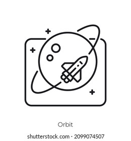 Icono de órbita. Diseño de icono de estilo de esquema aislado en fondo blanco