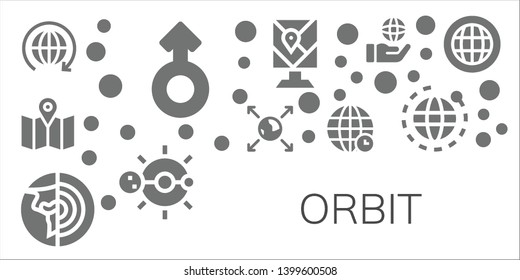 orbit icon set. 11 filled orbit icons.  Collection Of - World, Mars, Map, Earth globe, Planet earth, Solar system, Globe