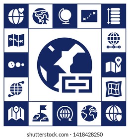 orbit icon set. 17 filled orbit icons.  Simple modern icons about  - World, Map, Solar system, Worldwide, Earth grid, Planet earth, Earth, Globe, Spacing