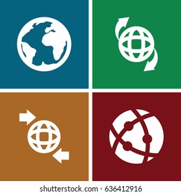Orbit icons set. set of 4 orbit filled icons such as around the globe, atom