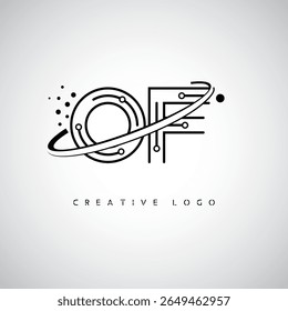 Logotipo de Monograma de Órbita - Marca de Letra Mínima Futurista com Linha de Arte Circular, Pontos Inspirados na Tecnologia e Conceito de Movimento Espacial para Identidade de Marca Moderna