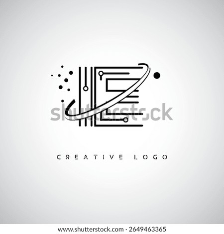 IE Orbit Monogram Logo – Futuristic Minimal Letter mark with Circular Line Art, Tech-Inspired Dots and Space Motion Concept for Modern Branding Identity