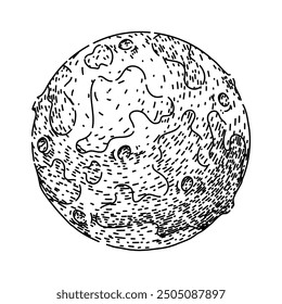 orbit moon hand drawn. tides surface, exploration landing, Apollo satellite orbit moon vector sketch. isolated black illustration