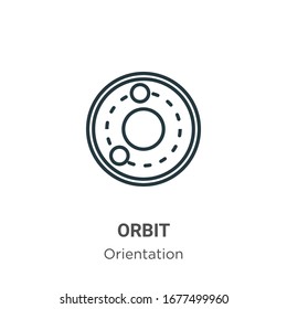 Orbit outline vector icon. Thin line black orbit icon, flat vector simple element illustration from editable orientation concept isolated stroke on white background