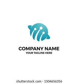 Orbit Planet Data Internet Vector Abstract Illustration Logo Icon Design Template Element