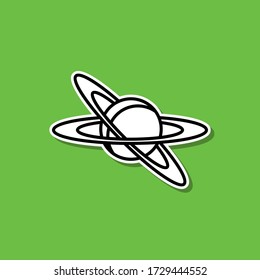 Órbita del icono de pegatina del planeta. Línea delgada simple, vector de contorno de iconos de espacio de cartografía para ui y ux, sitio web o aplicación móvil