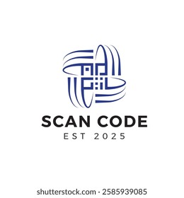 orbit scan code icon logo design illustration